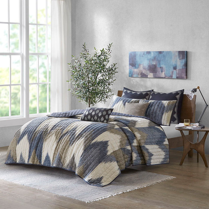 Alpine - 3 Piece Printed Coverlet Set - Navy