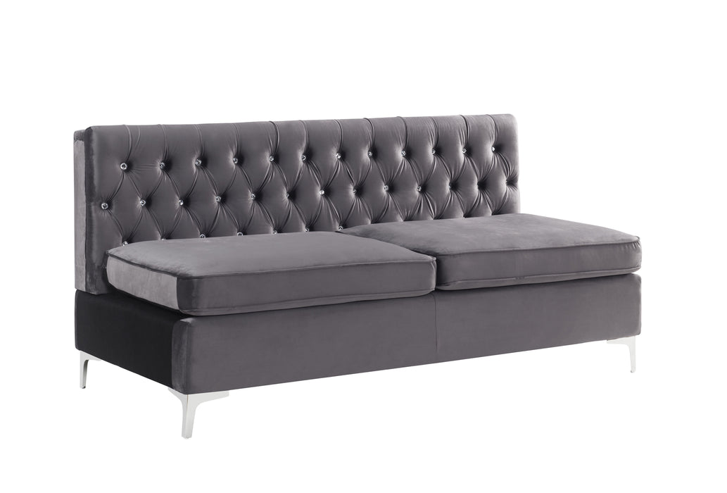 Velvet Sofa And Toss Pillows With Chrome Legs - Gray