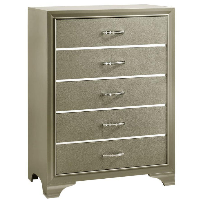 Beaumont - 5-Drawer Rectangular Chest - Champagne - Simple Home Plus