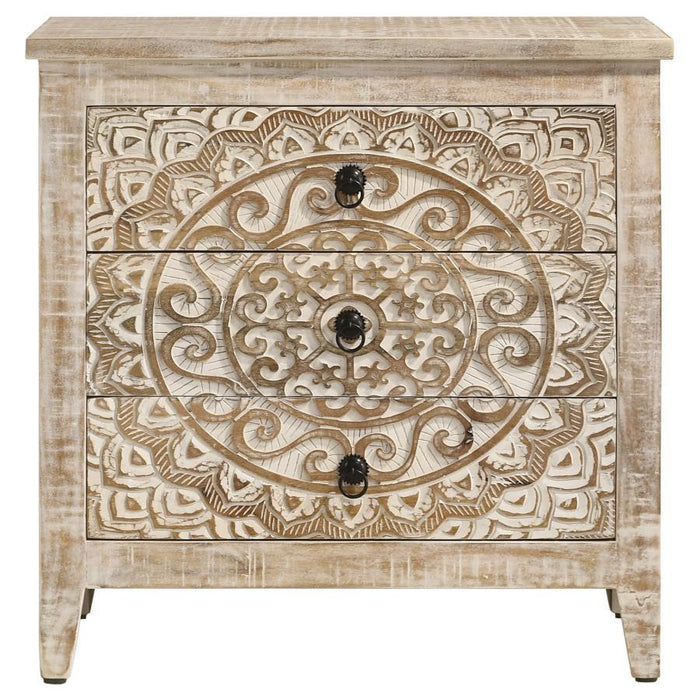 Mariska - 3-Drawer Wooden Accent Cabinet - White Distressed - Simple Home Plus