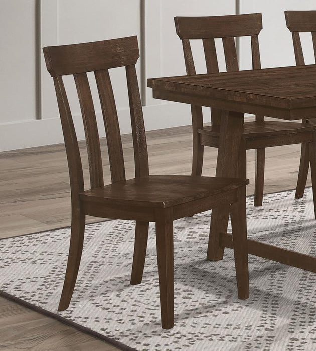 Reynolds - Slat Back Dining Side Chair (Set of 2) - Brown Oak - Simple Home Plus