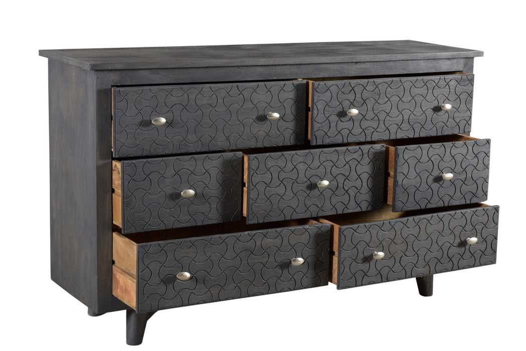 Solid Wood Seven Drawer Triple Dresser - Gray Wash