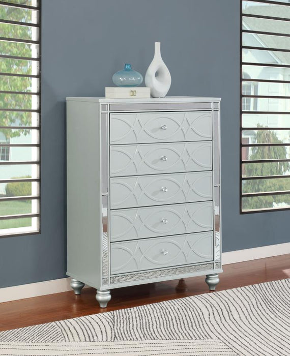 Gunnison - 5-Drawer Chest - Silver Metallic - Simple Home Plus