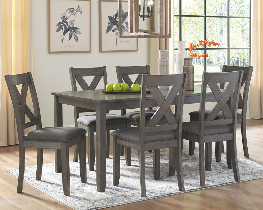 Caitbrook - Gray - Rect Drm Table Set (Set of 7) - Simple Home Plus