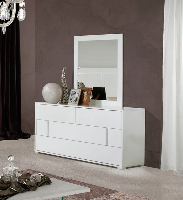 Six Drawer, Double Dresser - White