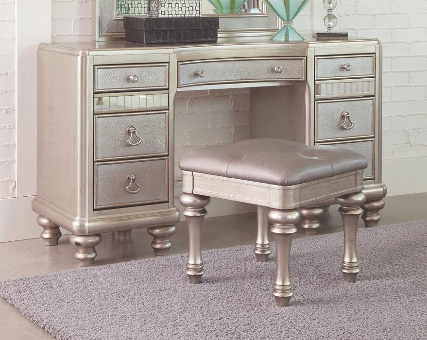 Bling Game - 9-Drawer Vanity Desk - Metallic Platinum - Simple Home Plus