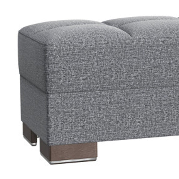 Polyester Blend Tufted Storage Ottoman - Gray / Brown