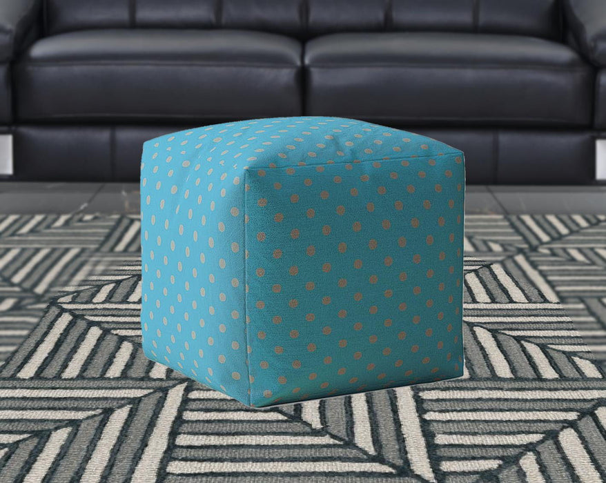 Cotton Polka Dots Pouf Cover - Blue / Gray