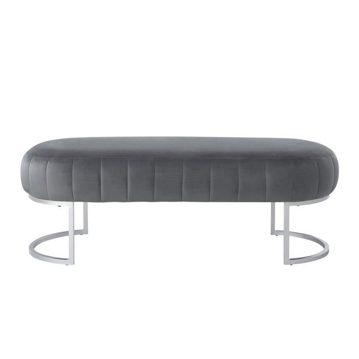 Bench Upholstered Velvet - Gray