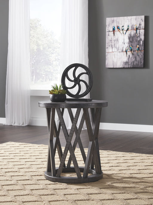 Sharzane - Grayish Brown - Round End Table - Simple Home Plus