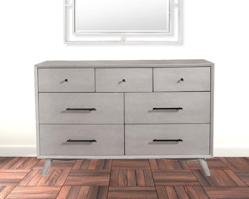 Solid Wood Seven Drawer Double Dresser - Gray