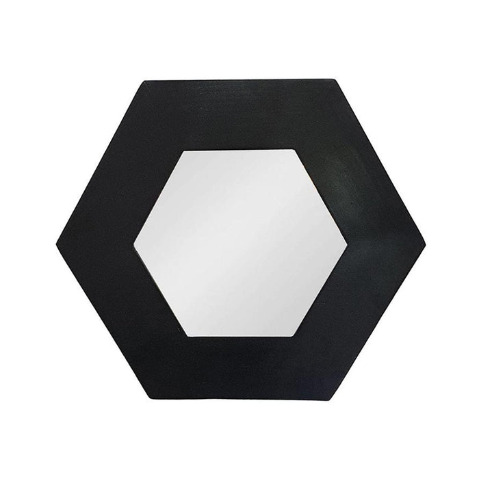 19" Hexagon Framed Accent Mirror - Black