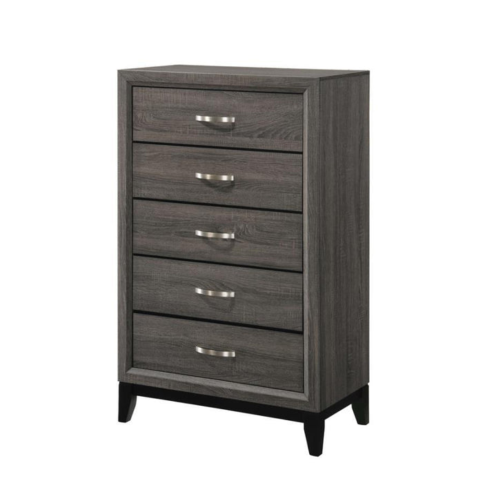 Watson - 5-Drawer Chest - Gray Oak And Black - Simple Home Plus