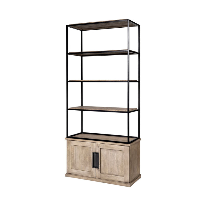 Wood And Iron Shelving Unit With 3 Shelves - Light Brown