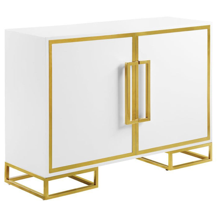 Elsa - 2-Door Accent Cabinet With Adjustable Shelves - White And Gold - Simple Home Plus