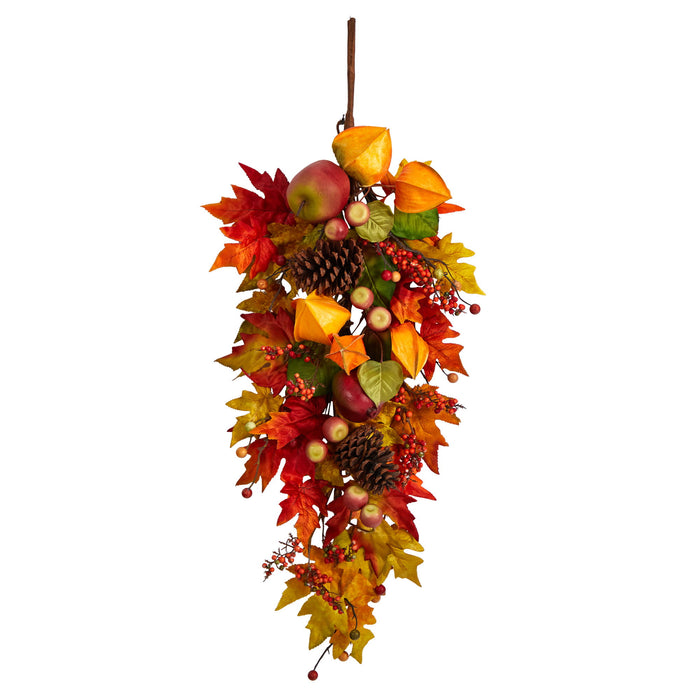 35" Autumn Maple Leaf and Berries Fall Teardrop