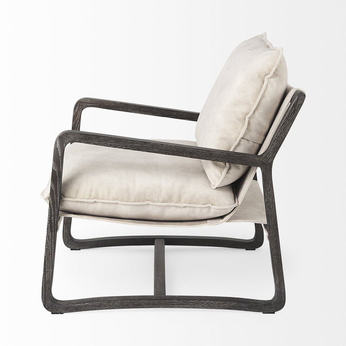 Fabric Lounge Chair - Cream / Black