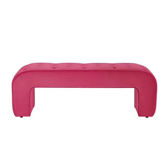 Upholstered Velvet Bench - Fuchsia