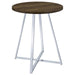 Burkhart - Sled Base Round Bar Table - Brown Oak And Chrome - Simple Home Plus