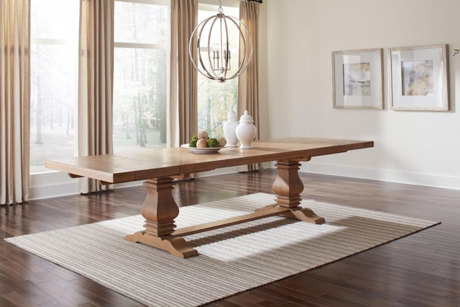 Florence - Double Pedestal Dining Table - Rustic Smoke - Simple Home Plus