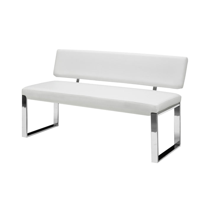 Upholstered Faux Leather Bench - Silver / White