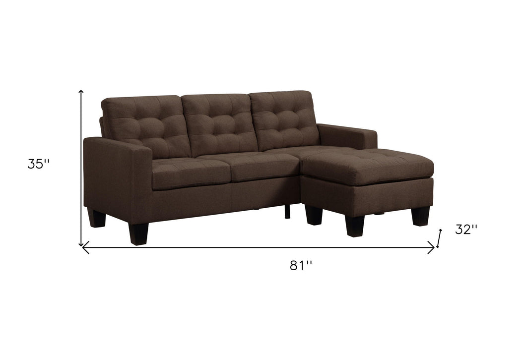 Linen And Black Sofa - Brown