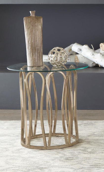 Monett - Round End Table - Chocolate Chrome And Clear - Simple Home Plus