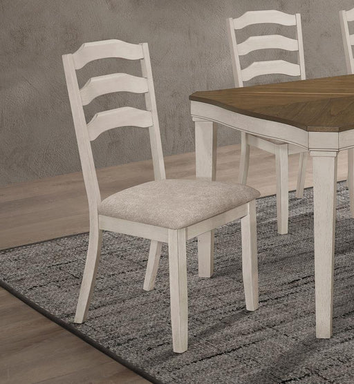 Ronnie - Ladder Back Padded Seat Dining Side Chair (Set of 2) - Khaki And Rustic Cream - Simple Home Plus