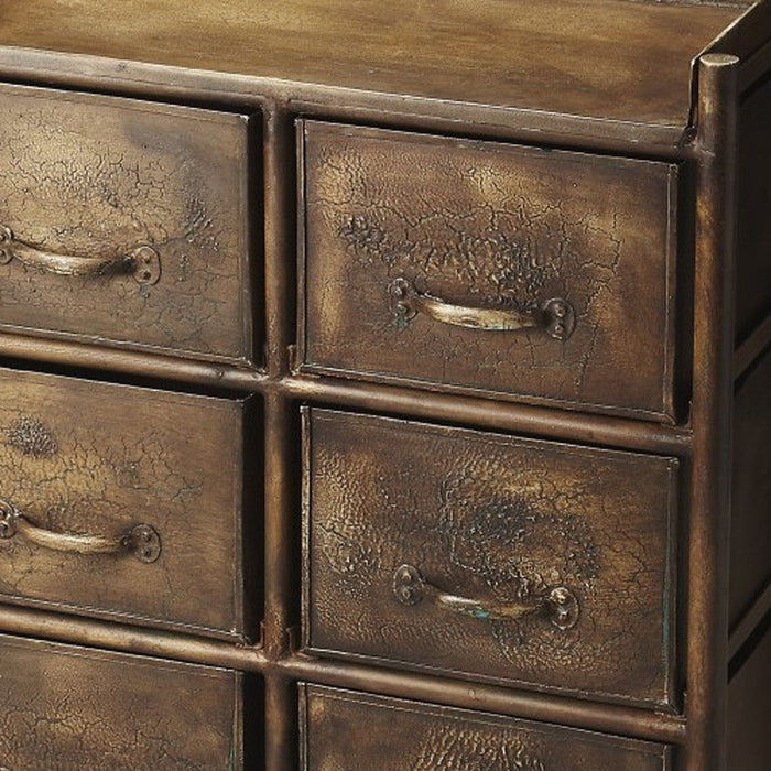 Metal Six Drawer Chest - Bronze