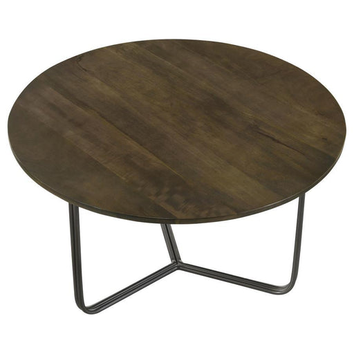 Yaritza - ound Mango Wood Coffee Table - Natural And Gunmetal - Simple Home Plus