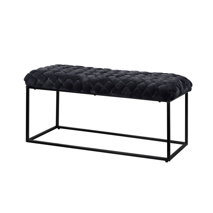 Upholstered Velvet Bench - Black