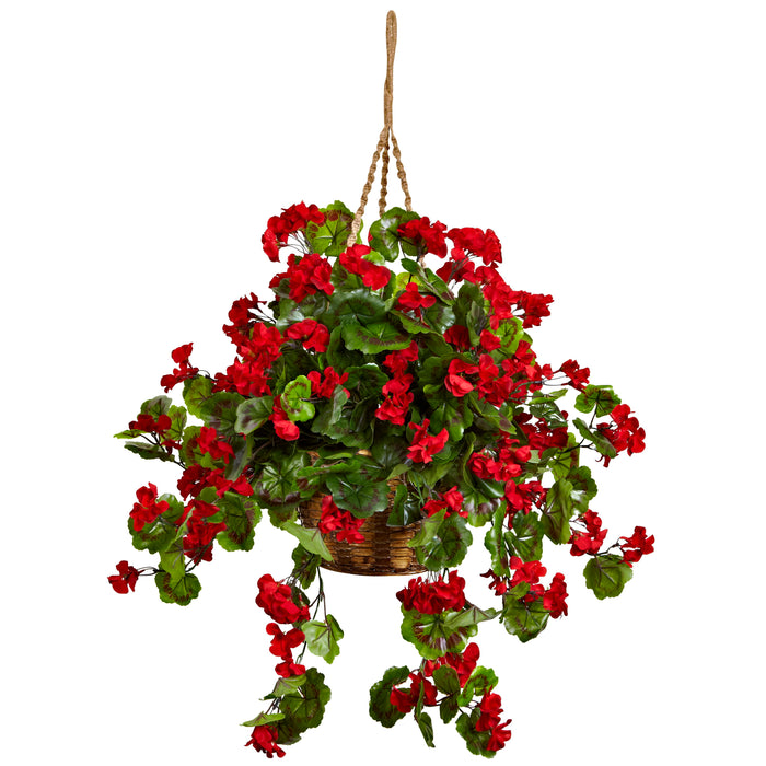 Geranium Hanging Basket UV Resistant (Indoor/Outdoor) Red