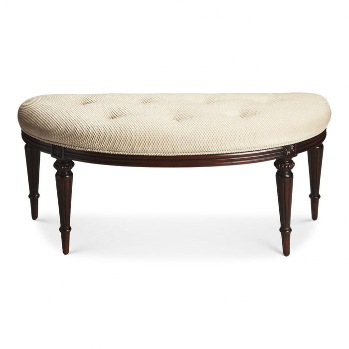 Classic Crescent Shaped Bench - Ivory / Dark Brown