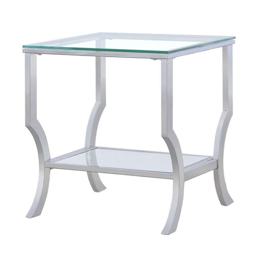 Saide - Square End Table With Mirrored Shelf - Chrome - Simple Home Plus