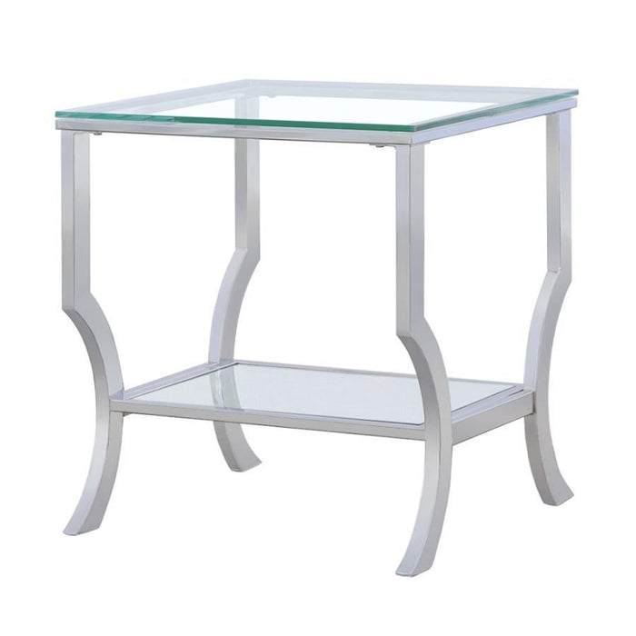 Saide - Square End Table With Mirrored Shelf - Chrome - Simple Home Plus