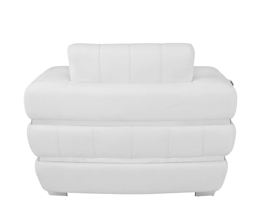 Stripe Top Grade Italian Leather Chair - Winter White