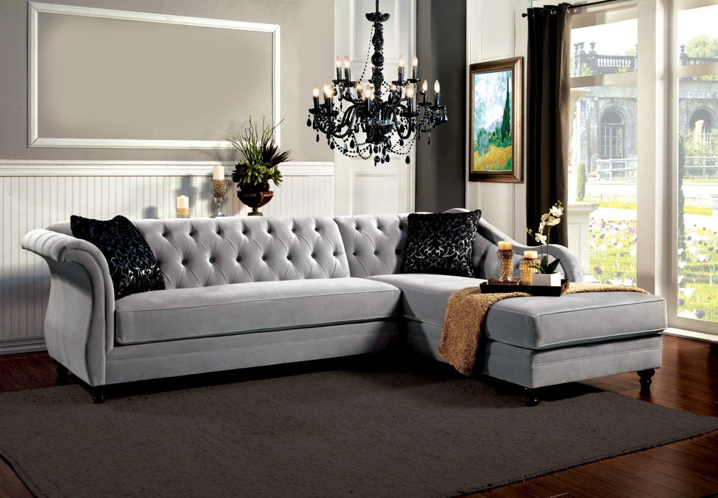 Rotterdam - Sectional - Warm Gray / Black / Silver - Simple Home Plus