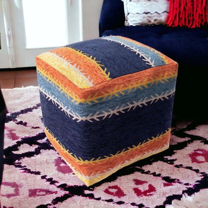 Polyester Blend Ottoman - Multicolored