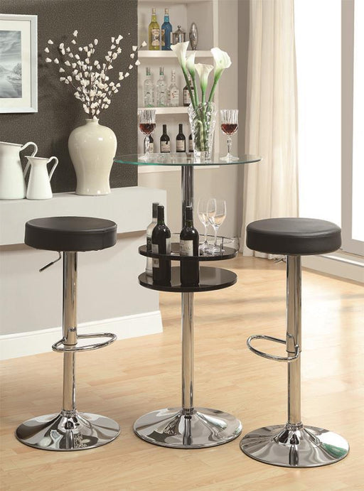 Gianella - Glass Top Bar Table With Wine Storage - Black And Chrome - Simple Home Plus