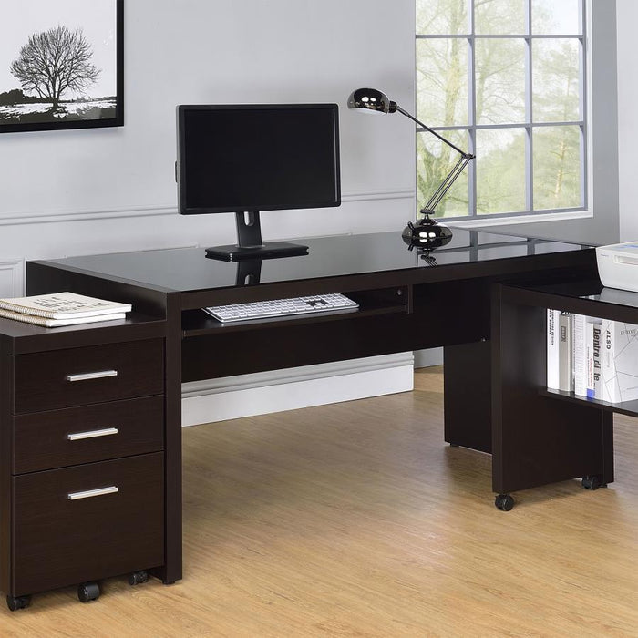 Skeena - Computer Desk With Keyboard Drawer - Cappuccino - Simple Home Plus