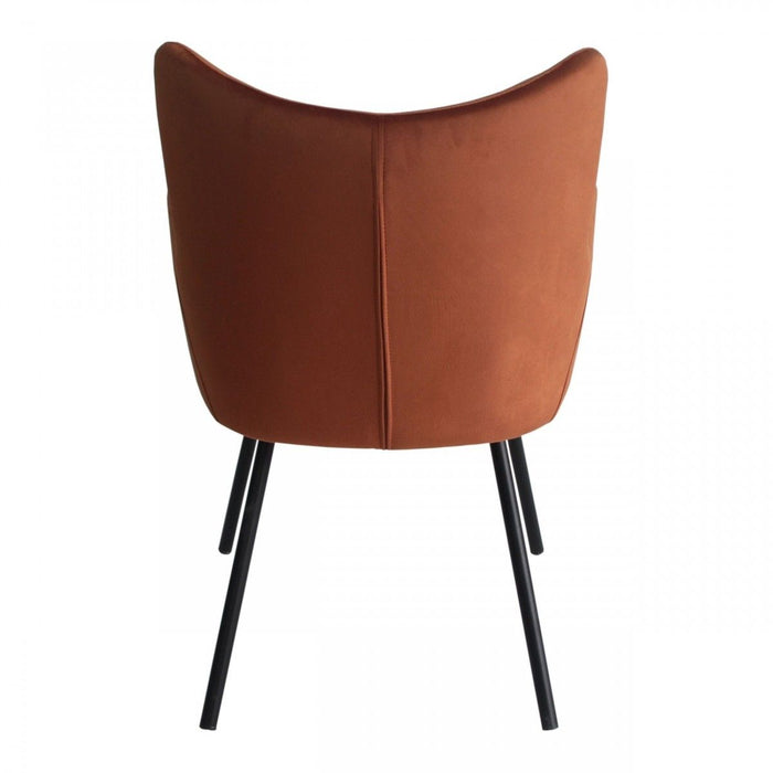 Rust Curvy Velvet And Black Modern Dining Chair - Orange