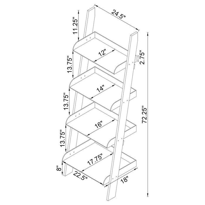 Amaturo - 4-Shelf Ladder Bookcase - Clear - Simple Home Plus