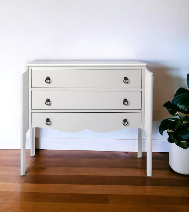 Solid And Manufactured Wood Three Drawer Dresser - White