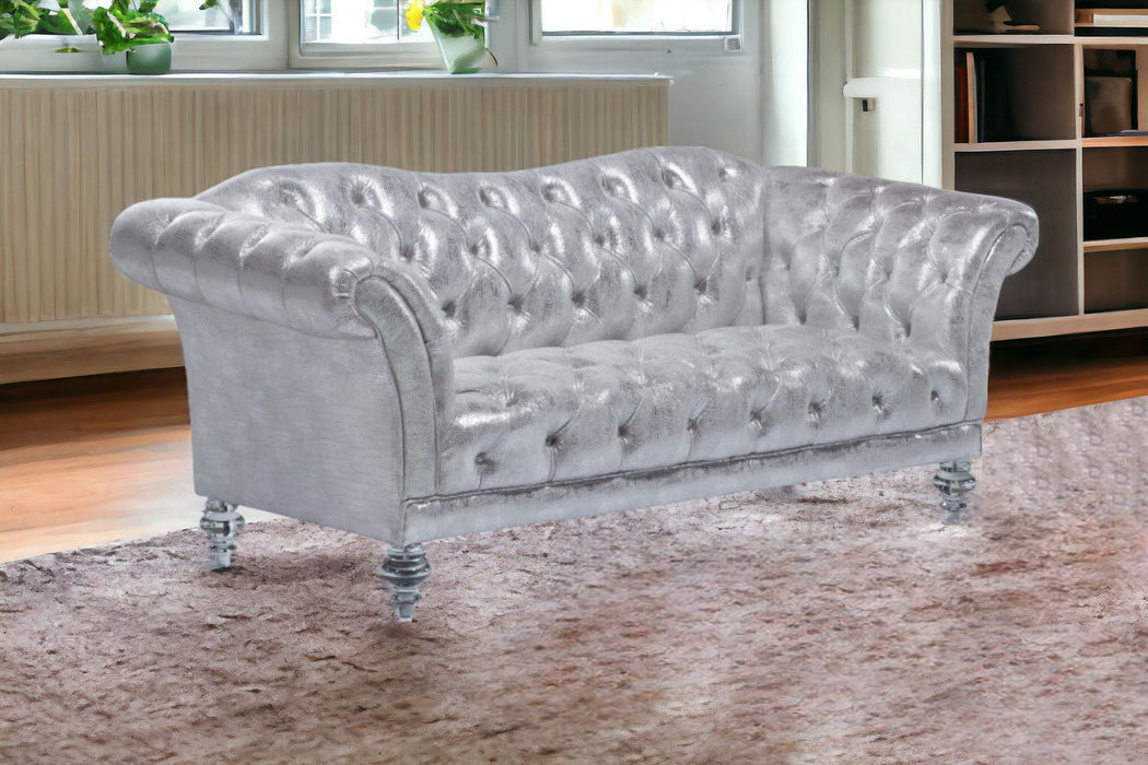 Velvet Loveseat - Metallic Silver