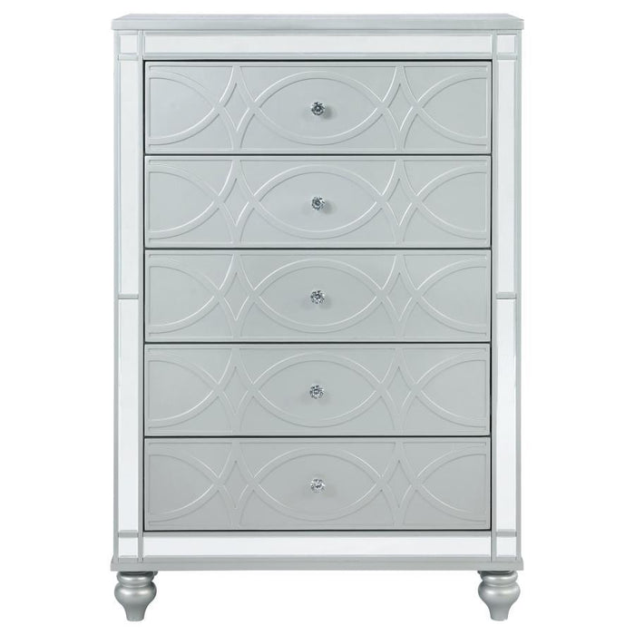 Gunnison - 5-Drawer Chest - Silver Metallic - Simple Home Plus