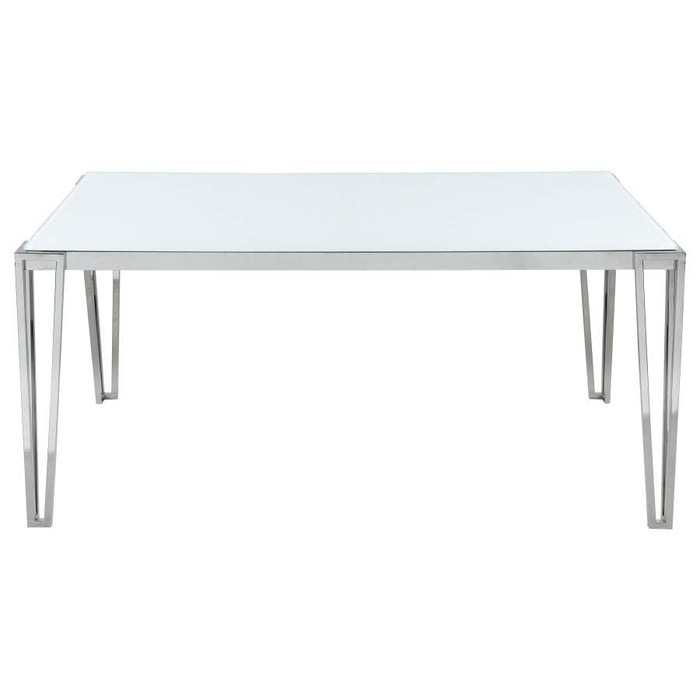 Pauline - Rectangular Dining Table With Metal Leg - White And Chrome - Simple Home Plus