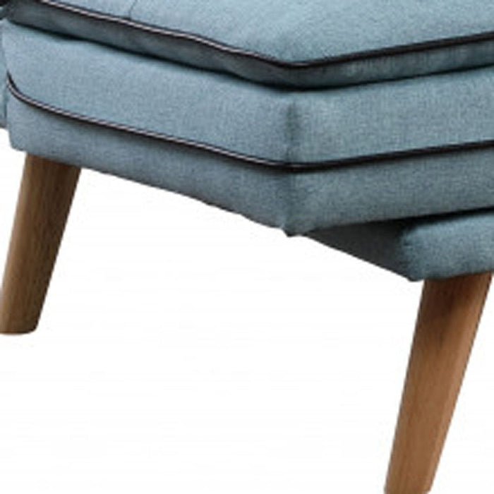 Linen Sofa With Brown Legs - Blue