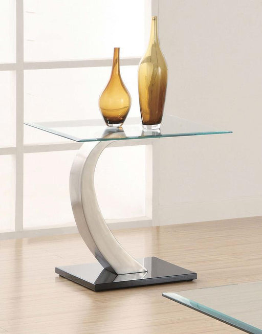 Pruitt - Glass Top End Table - Clear And Satin - Simple Home Plus