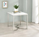 Leona - Faux Marble Square End Table - White And Satin Nickel - Simple Home Plus