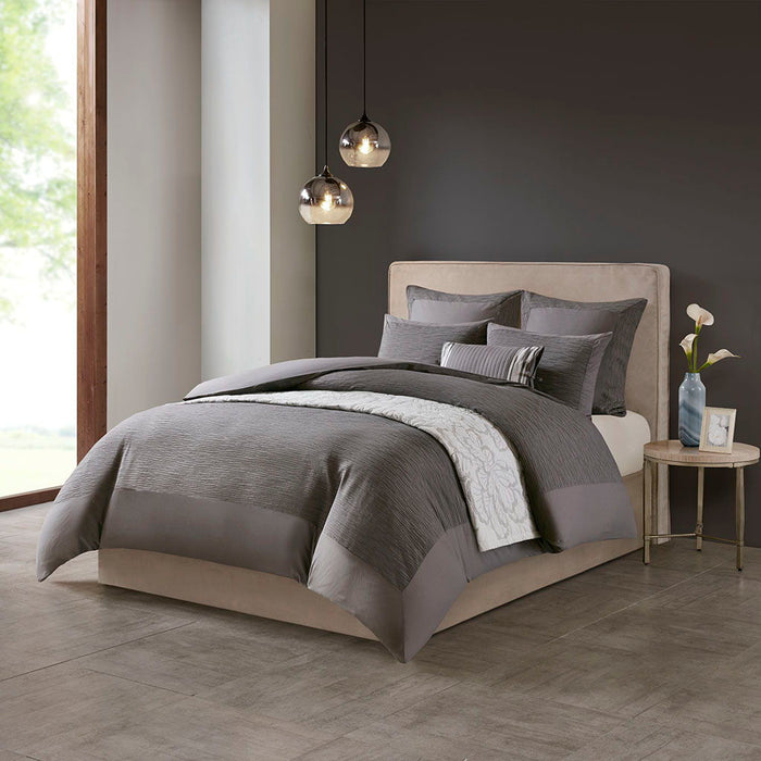 Hanae - Blend Yarn Dyed 3 Piece Comforter Set - Gray